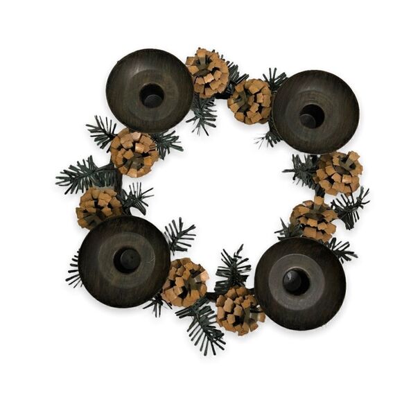 PartyLite Pinecone Candleholder Wreath P8246 Metal Centerpiece Holiday D… - Picture 3 of 12